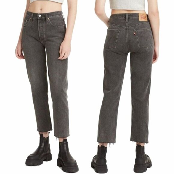 ⭐Levi's 501 Original Cropped Jeans Womens 27x26 Button Fly 27x26 Denim Gray New⭐ - Picture 1 of 11